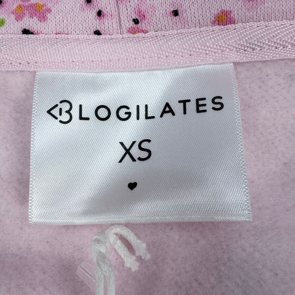 Blogilates Womens XS Pink Floral Cotton Marshmallow Hoodie Oversized Zip Up - Picture 6 of 11